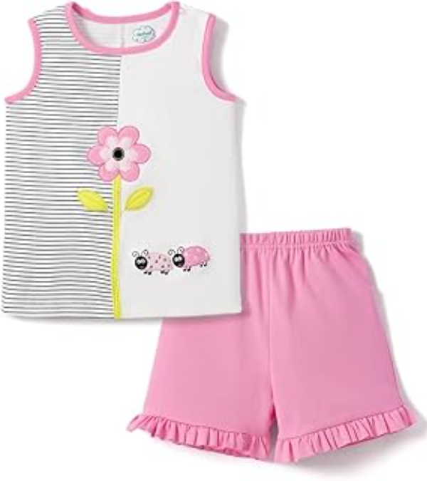 Nautinati Baby Girls' 100% Cotton Pack of 2 Printed Camisoles