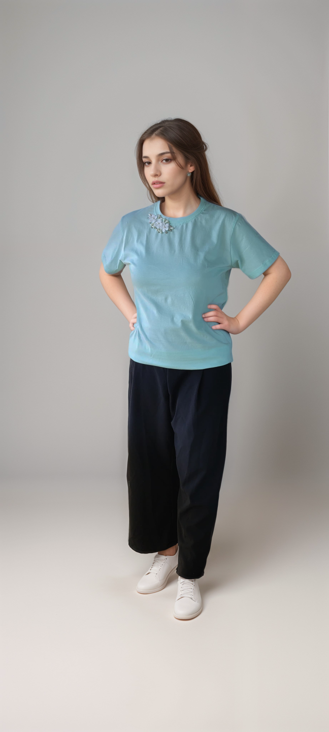 Aqua Embellished Tshirt