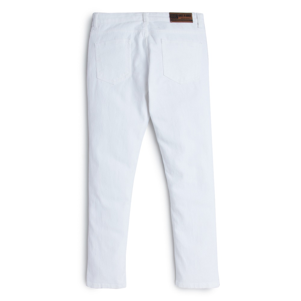 Knit N Knot Boys' Slim Fit Stretchable White Jeans | White