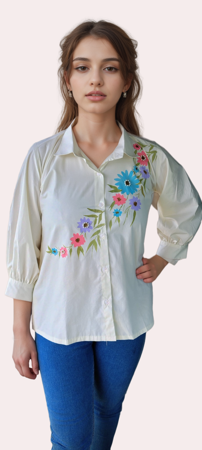 Off White Hand Painted Top