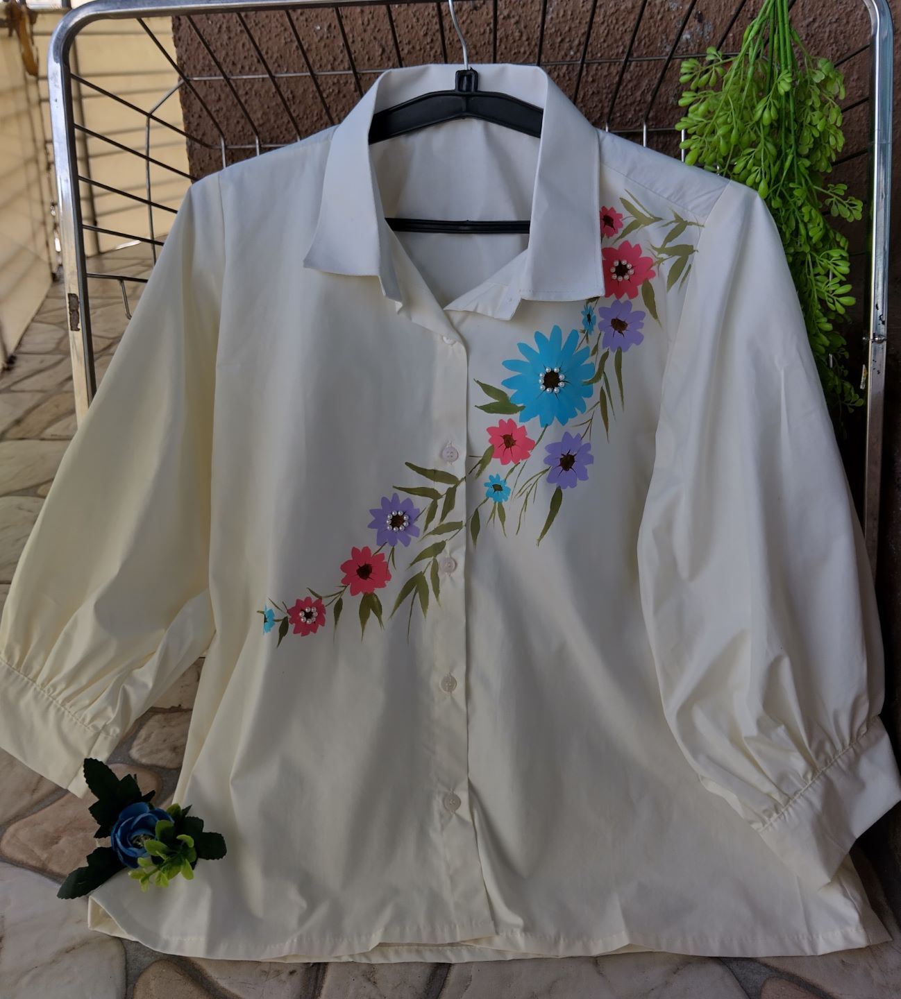 Off White Hand Painted Top