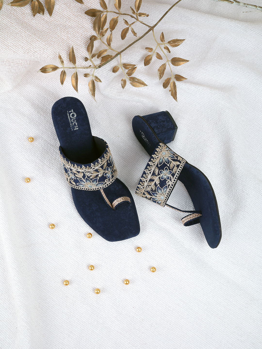 Women's Kolhapuri Slip-Ons Low-Heel Block Sandals